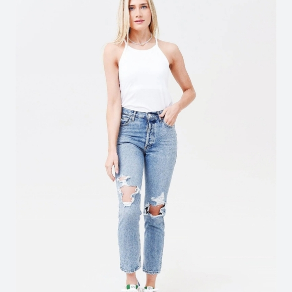 AGOLDE Fen High Rise Relaxed Tapered Women Blue Jeans 27W - Picture 1 of 13